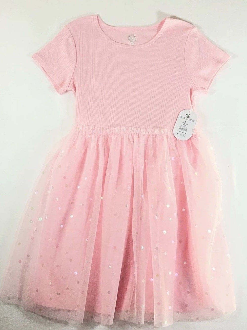 Wonder Nation Short-Sleeve Tutu Dress Pink Girls Large (10-12)